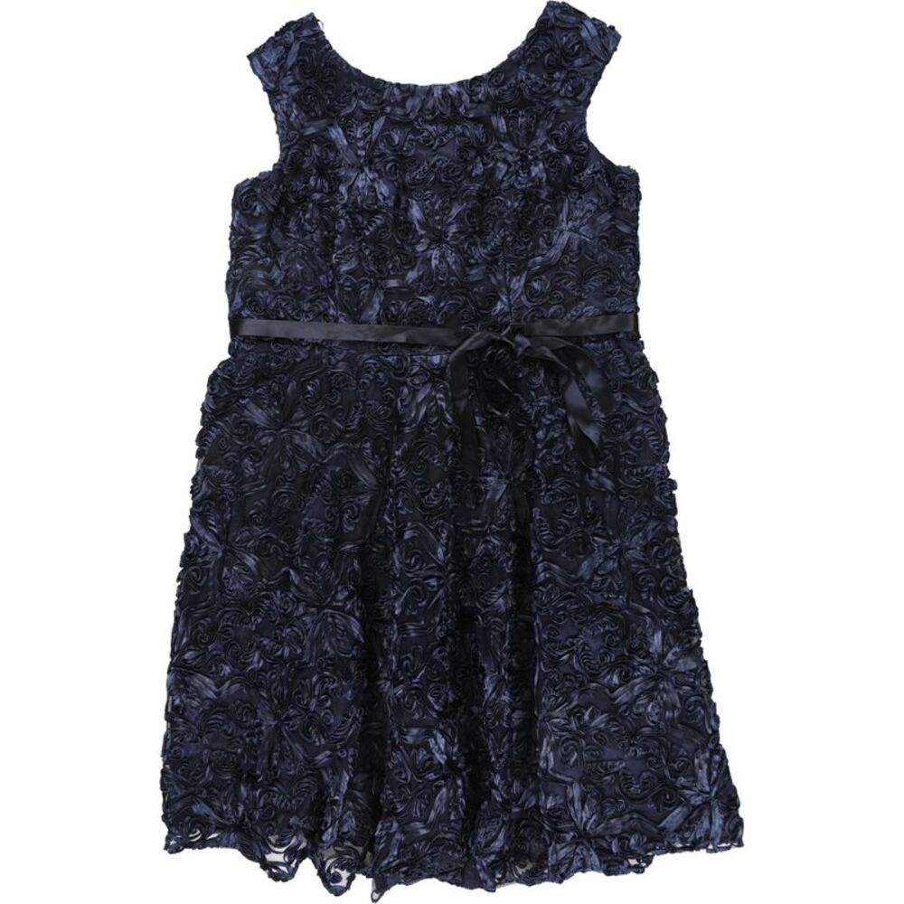 Alex Evenings Womens Plus Size Belted Embroidered Cocktail Dress, NWT